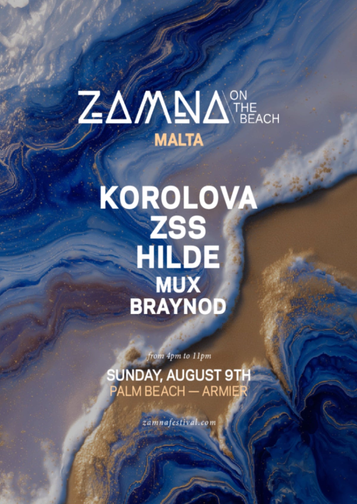 Zamna On The Beach Malta — beach party at Palm Beach on 9 August 2026