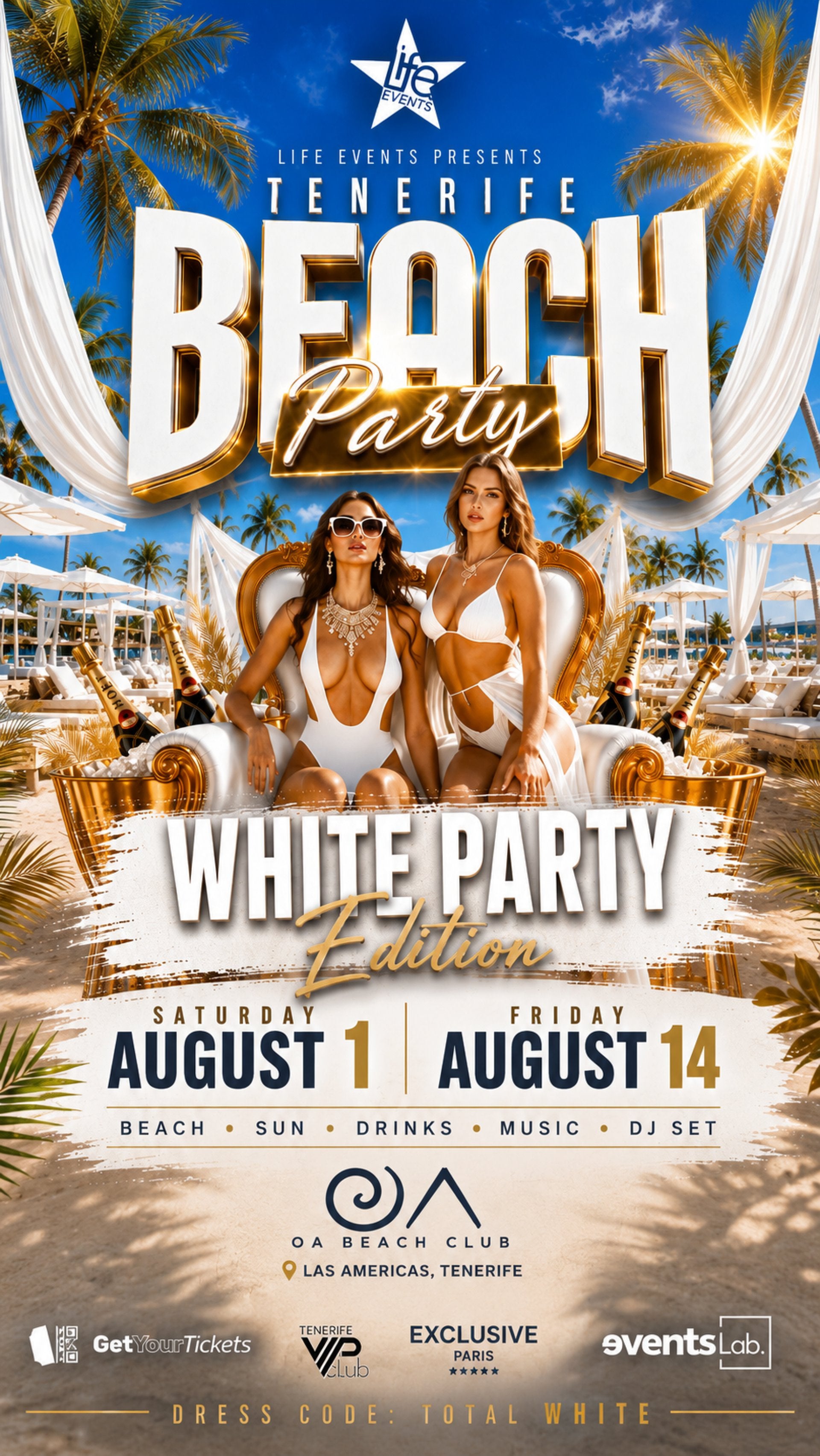 Tenerife Beach Party White Edition at OA Beach Club official flyer