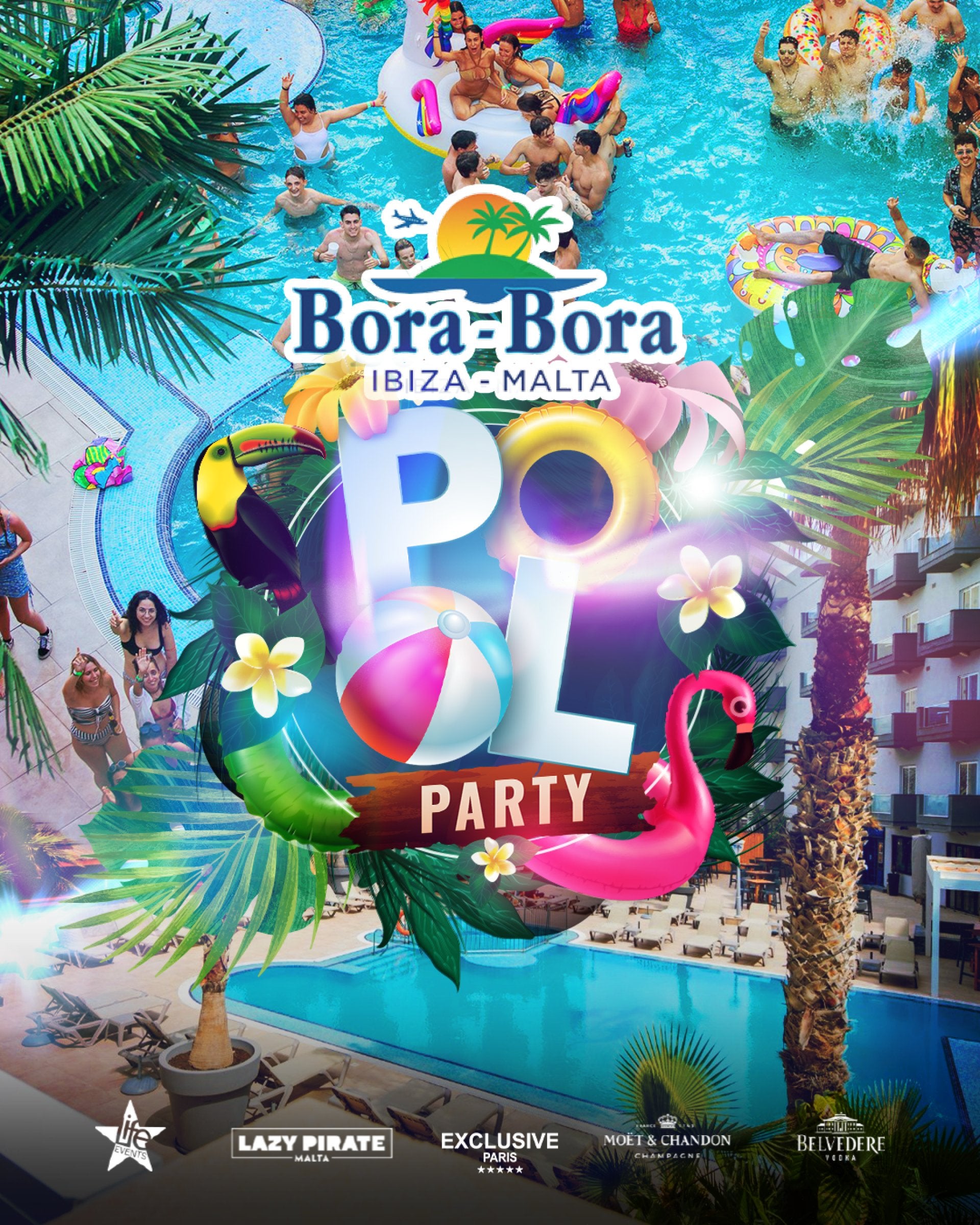 Bora Bora Pool Party Mondays Bugibba Malta event flyer