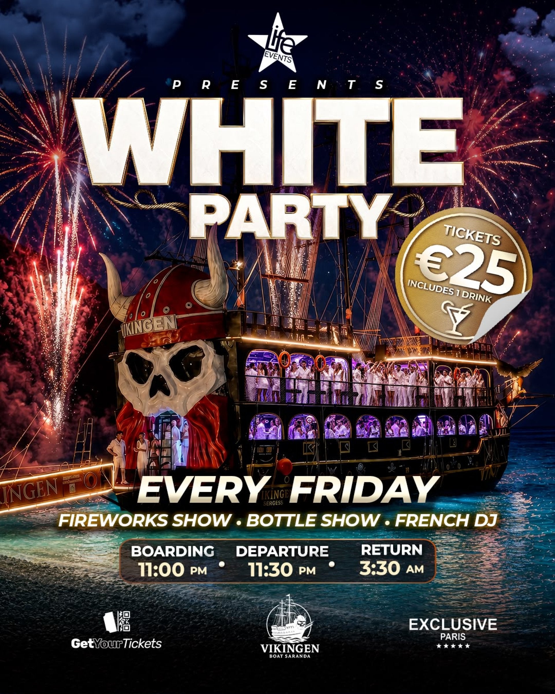 WHITE PARTY - Boat Party Vikingen — Vikingen Boat Saranda, Saranda